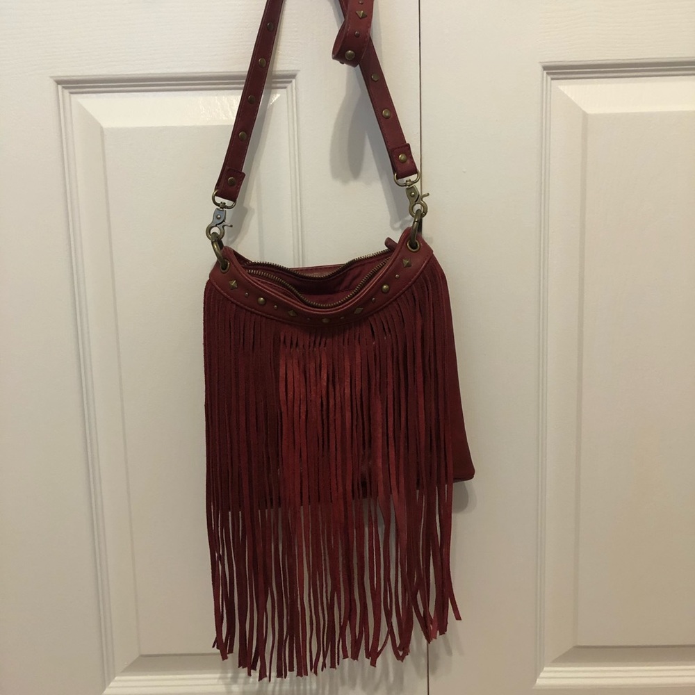 Red fringe bag